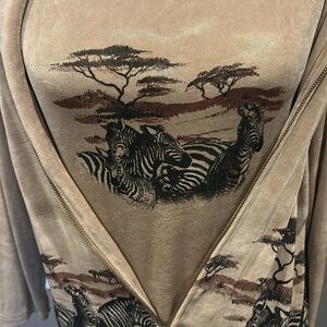 2 piece Piccadilly fashions jacket/sweater and tank zebras medium